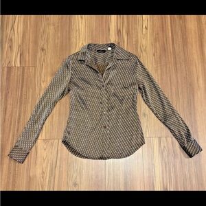 Vintage 90s Y2k Moda International Silk Long Sleeve Button Up Blouse Size XS